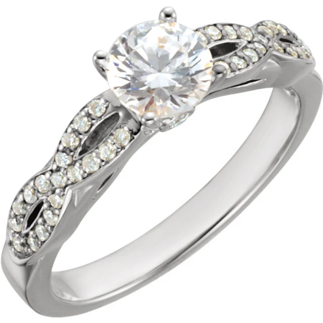 Cubic Zirconia Engagement Ring- The Brenda (0.5-1.5 Carat Round-Cut with Infinity-Inspired Pave Band) - Image 4