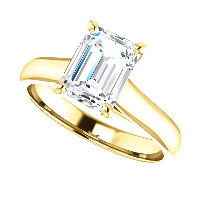 Cubic Zirconia Engagement Ring- The Candice (0.5-4.0 CT Emerald-Cut Cathedral Style Center with Kite-set Square Bezel Peekaboo Accents) - Image 10