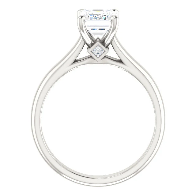 Cubic Zirconia Engagement Ring- The Candice (0.5-4.0 CT Emerald-Cut Cathedral Style Center with Kite-set Square Bezel Peekaboo Accents) - Image 4