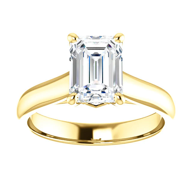 Cubic Zirconia Engagement Ring- The Candice (0.5-4.0 CT Emerald-Cut Cathedral Style Center with Kite-set Square Bezel Peekaboo Accents) - Image 8