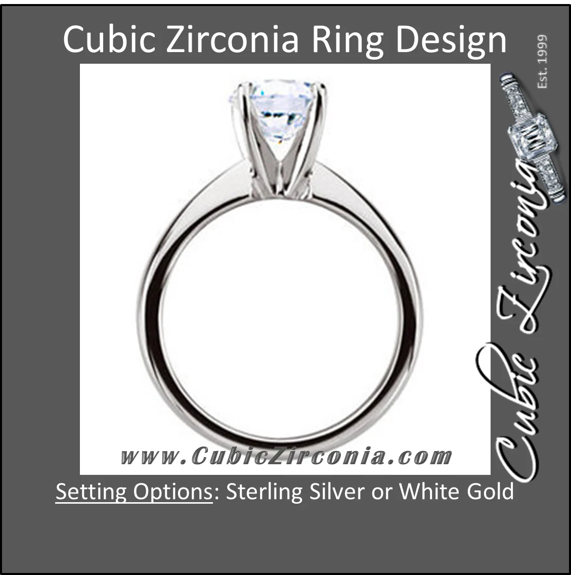 Cubic Zirconia Engagement Ring- The Carol (Classic Round Solitaire) - Image 2