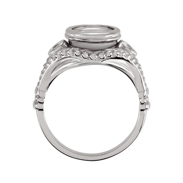 Cubic Zirconia Engagement Ring- The Carolyn (3-Stone 2.14 TCW Round Bezel-set with Bubble Beaded Design) - Image 5