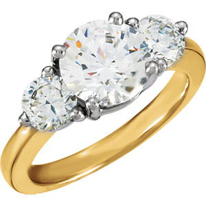 Cubic Zirconia Engagement Ring- The Charity (3-Stone Round) - Image 4
