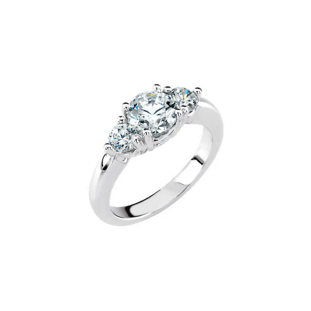 Cubic Zirconia Engagement Ring- The Charity (3-Stone Round) - Image 6