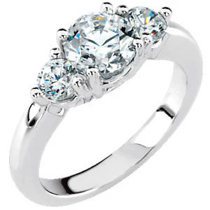 Cubic Zirconia Engagement Ring- The Charity (3-Stone Round) - Image 7