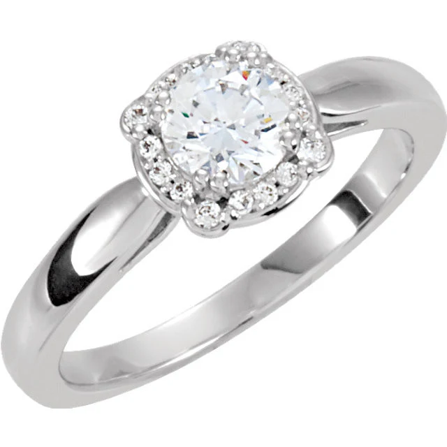 Cubic Zirconia Engagement Ring- The Courtney (0.5-1.0 Carat Round Halo-Styled) - Image 3