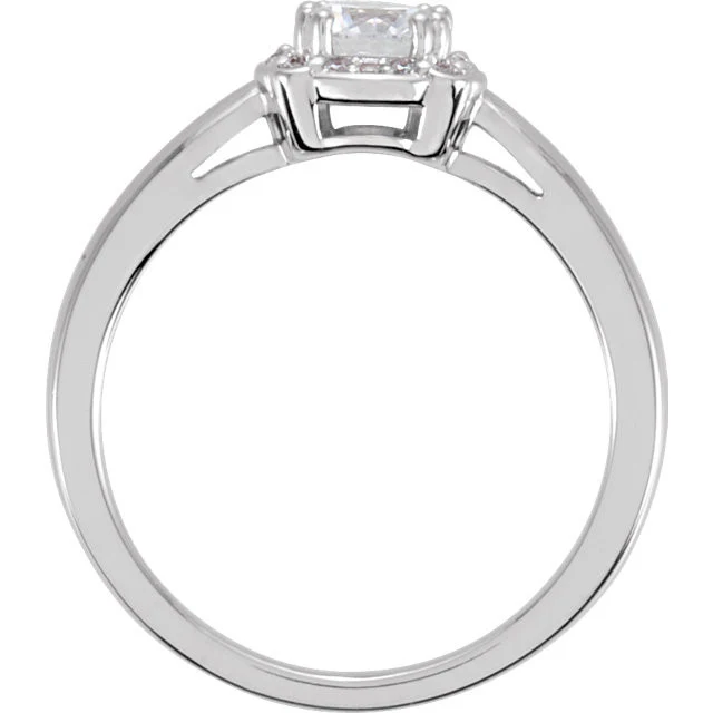 Cubic Zirconia Engagement Ring- The Courtney (0.5-1.0 Carat Round Halo-Styled) - Image 4