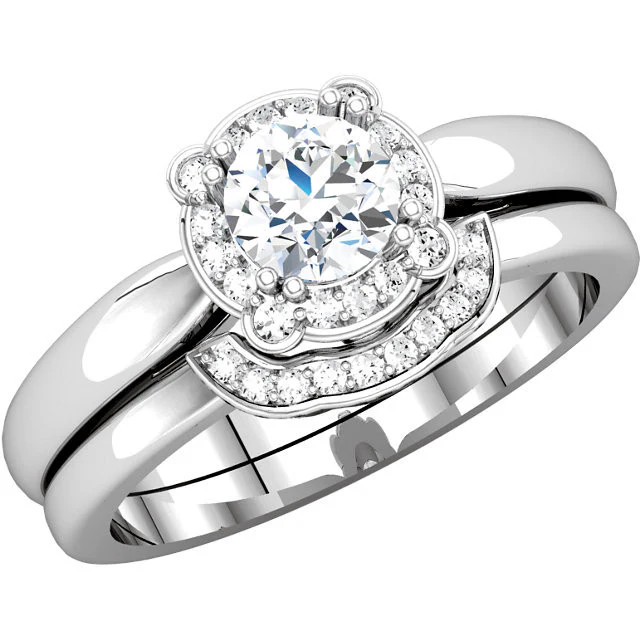 Cubic Zirconia Engagement Ring- The Courtney (0.5-1.0 Carat Round Halo-Styled) - Image 5