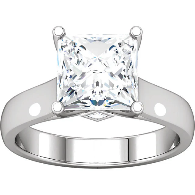 Cubic Zirconia Engagement Ring- The Dana (Princess-Cut Semi-Solitaire with Twin Kite-Bezel-Set Peekaboo Accents) - Image 3