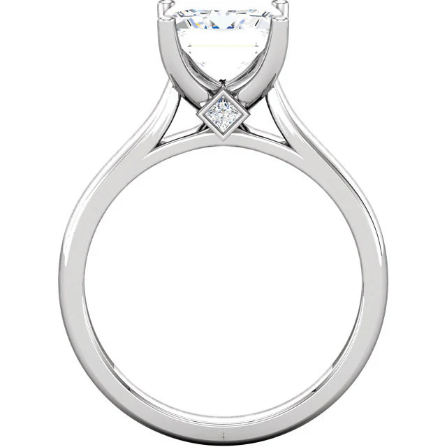 Cubic Zirconia Engagement Ring- The Dana (Princess-Cut Semi-Solitaire with Twin Kite-Bezel-Set Peekaboo Accents) - Image 4