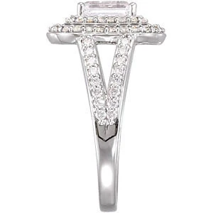 Cubic Zirconia Engagement Ring- The Dara (Emerald-Cut Split-Band with Pave) - Image 6