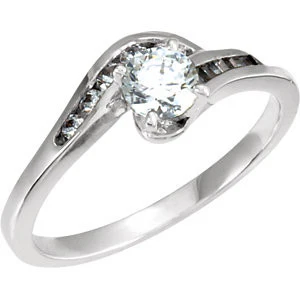 Cubic Zirconia Engagement Ring- The Deirdre (Customizable 12-stone Bypass with Round and Baguette Channel) - Image 2