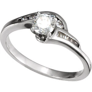 Cubic Zirconia Engagement Ring- The Deirdre (Customizable 12-stone Bypass with Round and Baguette Channel) - Image 4