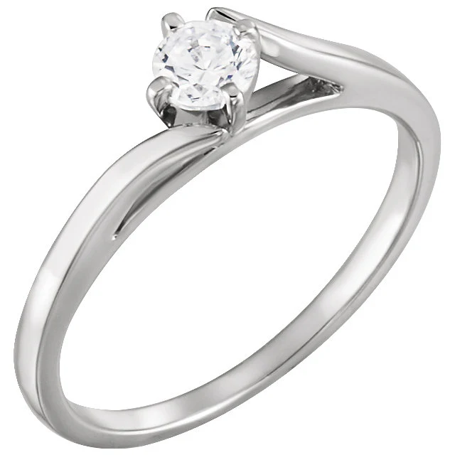Cubic Zirconia Engagement Ring- The Dell (Customizable Cathedral Bypass Solitaire) - Image 2
