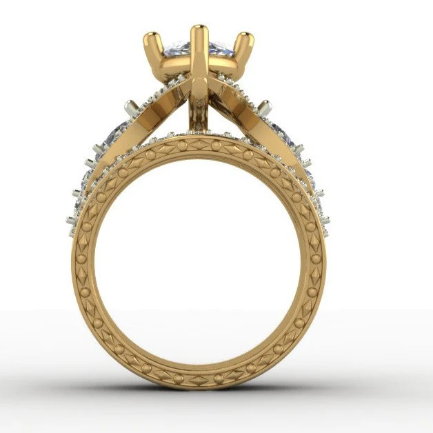Cubic Zirconia Engagement Ring- The Donella Vintage Engagement Ring (6.30 TCW Marquise Cut) - Image 5