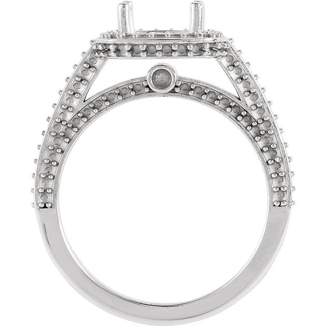 Cubic Zirconia Engagement Ring- The Elayne (Round Halo-Style with Pave) - Image 4