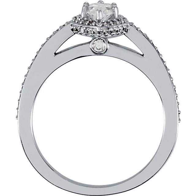 Cubic Zirconia Engagement Ring- The Erica (Marquise or Pear Cut Cathedral Halo Pave Band) - Image 4