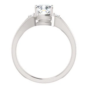 Cubic Zirconia Engagement Ring- The Erma (Customizable Cushion Cut 3-stone Style with Small Round Cut Accents and Tapered Split Band) - Image 3
