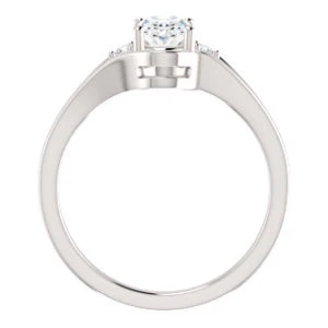 Cubic Zirconia Engagement Ring- The Erma (Customizable Oval Cut 3-stone Style with Small Round Cut Accents and Tapered Split Band) - Image 3