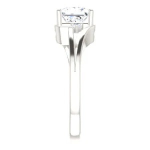 Cubic Zirconia Engagement Ring- The Erma (Customizable Princess Cut 3-stone Style with Small Round Cut Accents and Tapered Split Band) - Image 5