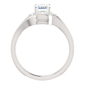 Cubic Zirconia Engagement Ring- The Erma (Customizable Radiant Cut 3-stone Style with Small Round Cut Accents and Tapered Split Band) - Image 3
