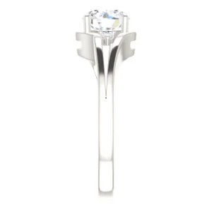 Cubic Zirconia Engagement Ring- The Erma (Customizable Round Cut 3-stone Style with Small Round Cut Accents and Tapered Split Band) - Image 5