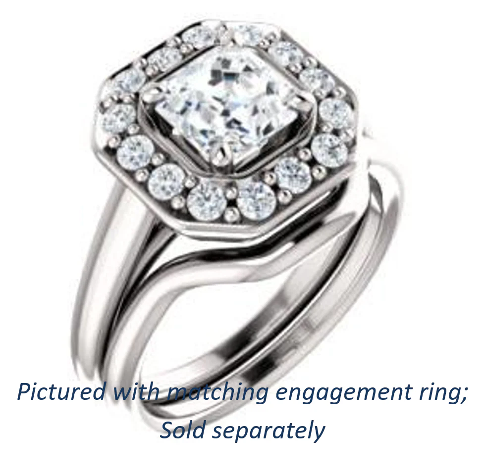 Cubic Zirconia Engagement Ring- The Esperanza (Customizable Cathedral-set Asscher Cut Style with Large Cluster Halo Accents and Tapered Band) - Image 7