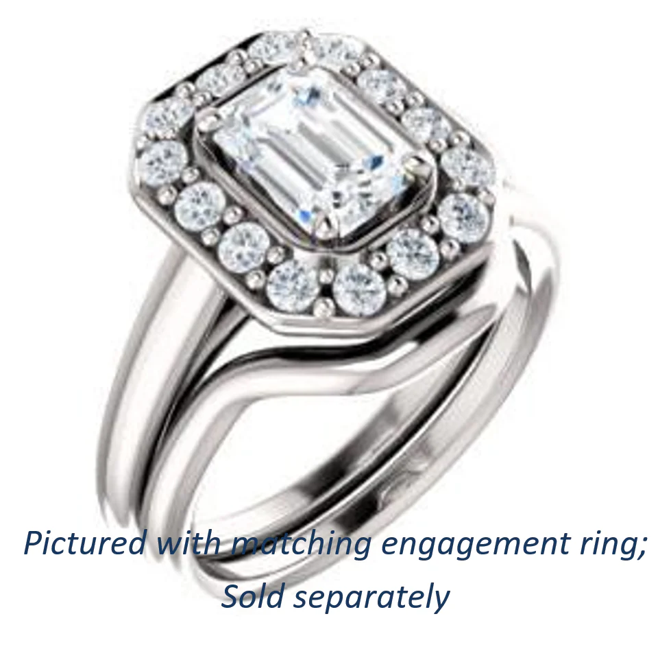 Cubic Zirconia Engagement Ring- The Esperanza (Customizable Cathedral-set Emerald Cut Style with Large Cluster Halo Accents and Tapered Band) - Image 7