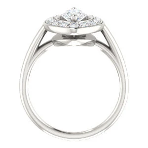 Cubic Zirconia Engagement Ring- The Esperanza (Customizable Cathedral-set Marquise Cut Style with Large Cluster Halo Accents and Tapered Band) - Image 3