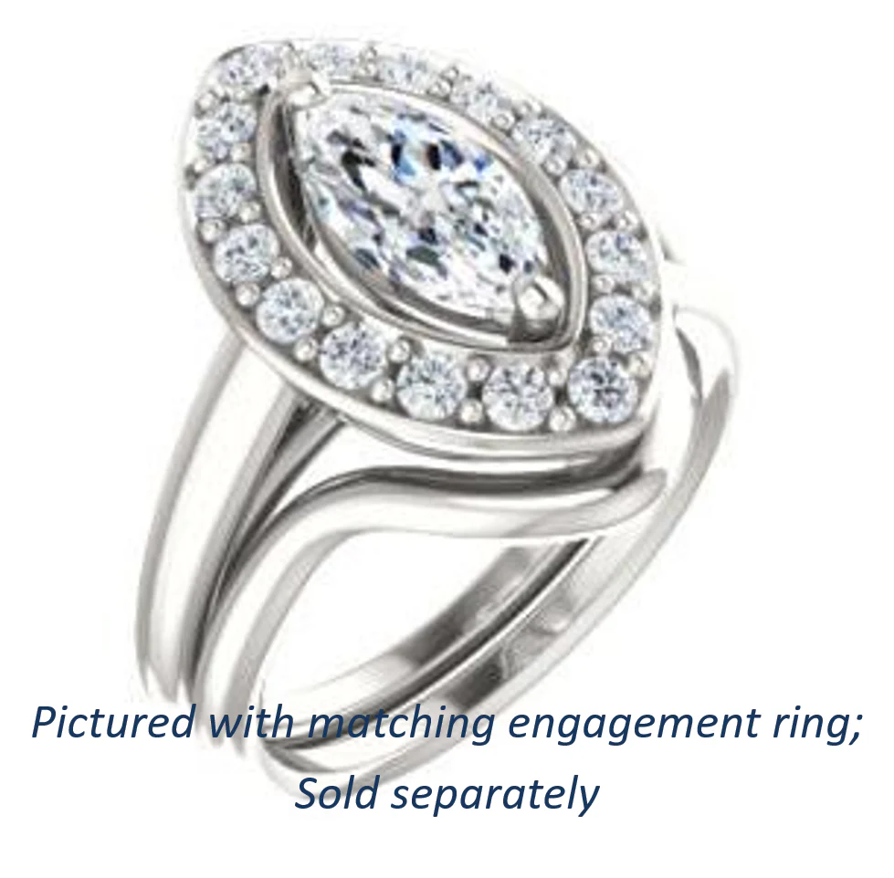 Cubic Zirconia Engagement Ring- The Esperanza (Customizable Cathedral-set Marquise Cut Style with Large Cluster Halo Accents and Tapered Band) - Image 7