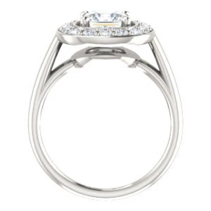 Cubic Zirconia Engagement Ring- The Esperanza (Customizable Cathedral-set Princess Cut Style with Large Cluster Halo Accents and Tapered Band) - Image 3