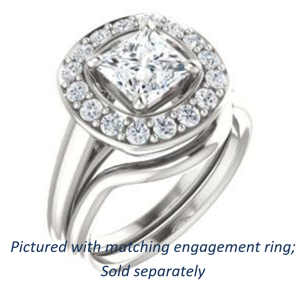 Cubic Zirconia Engagement Ring- The Esperanza (Customizable Cathedral-set Princess Cut Style with Large Cluster Halo Accents and Tapered Band) - Image 7