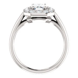 Cubic Zirconia Engagement Ring- The Esperanza (Customizable Cathedral-set Radiant Cut Style with Large Cluster Halo Accents and Tapered Band) - Image 3