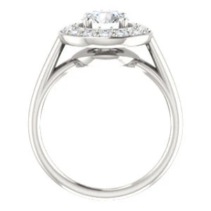 Cubic Zirconia Engagement Ring- The Esperanza (Customizable Cathedral-set Round Cut Style with Large Cluster Halo Accents and Tapered Band) - Image 3