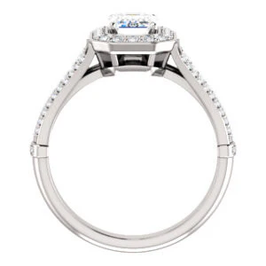 Cubic Zirconia Engagement Ring- The Frannie (Customizable Radiant Cut Style with Halo and Tri-Split Pavé Band) - Image 8