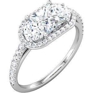 Cubic Zirconia Engagement Ring- The Galadriel (1.4 Carat Princess or Asscher with Accented Band) - Image 2