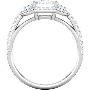 Cubic Zirconia Engagement Ring- The Galadriel (1.4 Carat Princess or Asscher with Accented Band) - Image 3