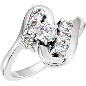 Cubic Zirconia Engagement Ring- The Genevieve (Customizable 7-stone with Freeform Design) - Image 3
