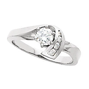 Cubic Zirconia Engagement Ring- The Georgia (Customizable 5-stone with Round Vertical Channel Accents) - Image 3