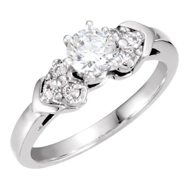 Cubic Zirconia Engagement Ring- The Gillian (Customizable 7-stone with Chevron Bar Set Accents) - Image 2
