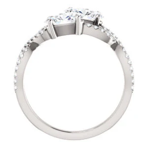 Cubic Zirconia Engagement Ring- The Harleigh (Customizable 2-stone Oval Cut Artisan Style With Twisting Split-Pavé Band) - Image 3