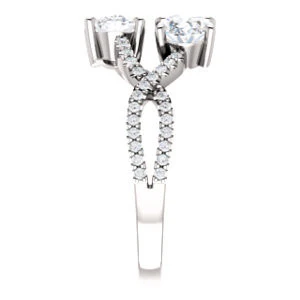 Cubic Zirconia Engagement Ring- The Harleigh (Customizable 2-stone Oval Cut Artisan Style With Twisting Split-Pavé Band) - Image 5