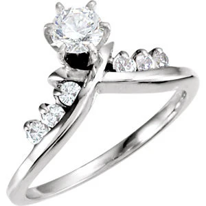 Cubic Zirconia Engagement Ring- The Ingrid (Customizable 7-Stone Artisan 'X' Channel) - Image 2