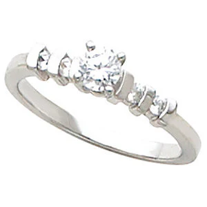 Cubic Zirconia Engagement Ring- The Isabel (Customizable Petite Band 5-stone with Round Channel) - Image 2
