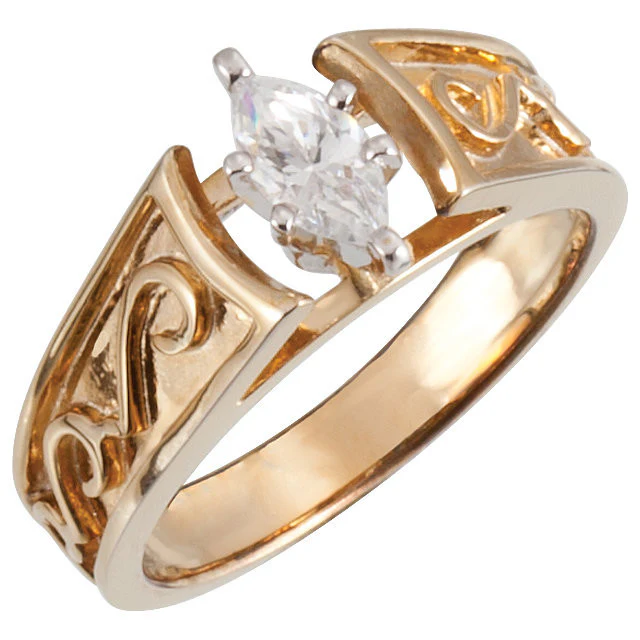 Cubic Zirconia Engagement Ring- The Jaclyn (0.25 CT Customizable Setting Cathedral-Style Solitaire with Scroll Design) - Image 3