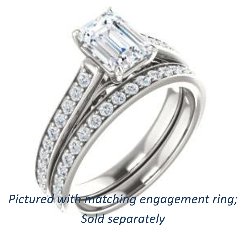 Cubic Zirconia Engagement Ring- The Jamiyah (Customizable Radiant Cut Design with Decorative Trellis Engraving and Pavé Band) - Image 7