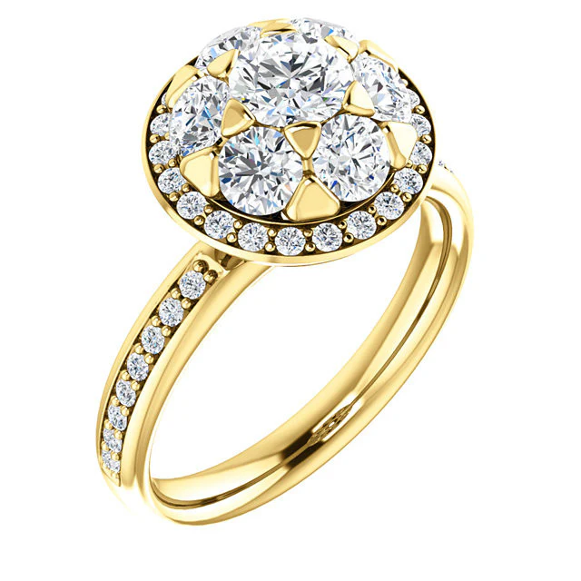 Cubic Zirconia Engagement Ring- The Janelle (Floral-Inspired Round Halo) - Image 4