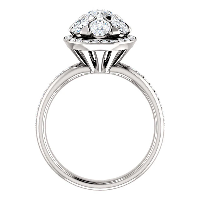 Cubic Zirconia Engagement Ring- The Janelle (Floral-Inspired Round Halo) - Image 5
