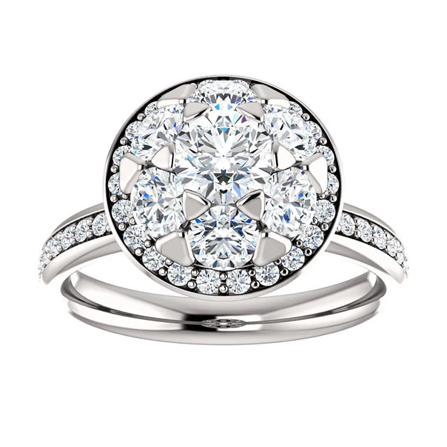 Cubic Zirconia Engagement Ring- The Janelle (Floral-Inspired Round Halo) - Image 6