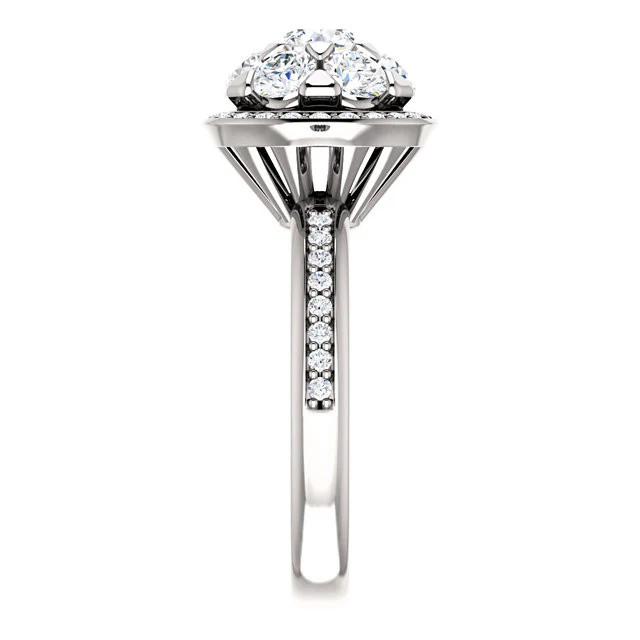 Cubic Zirconia Engagement Ring- The Janelle (Floral-Inspired Round Halo) - Image 7